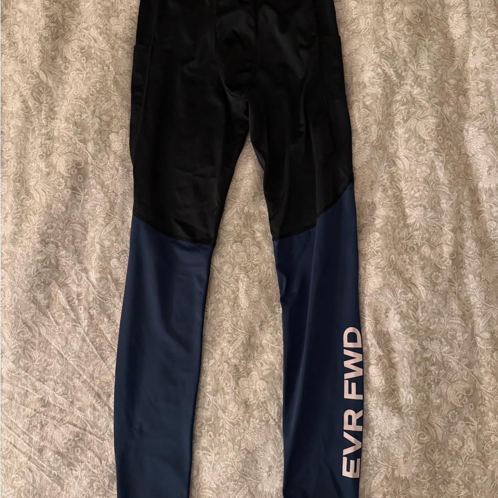 Men's Black and Blue Ever Forward Leggings (Medium)